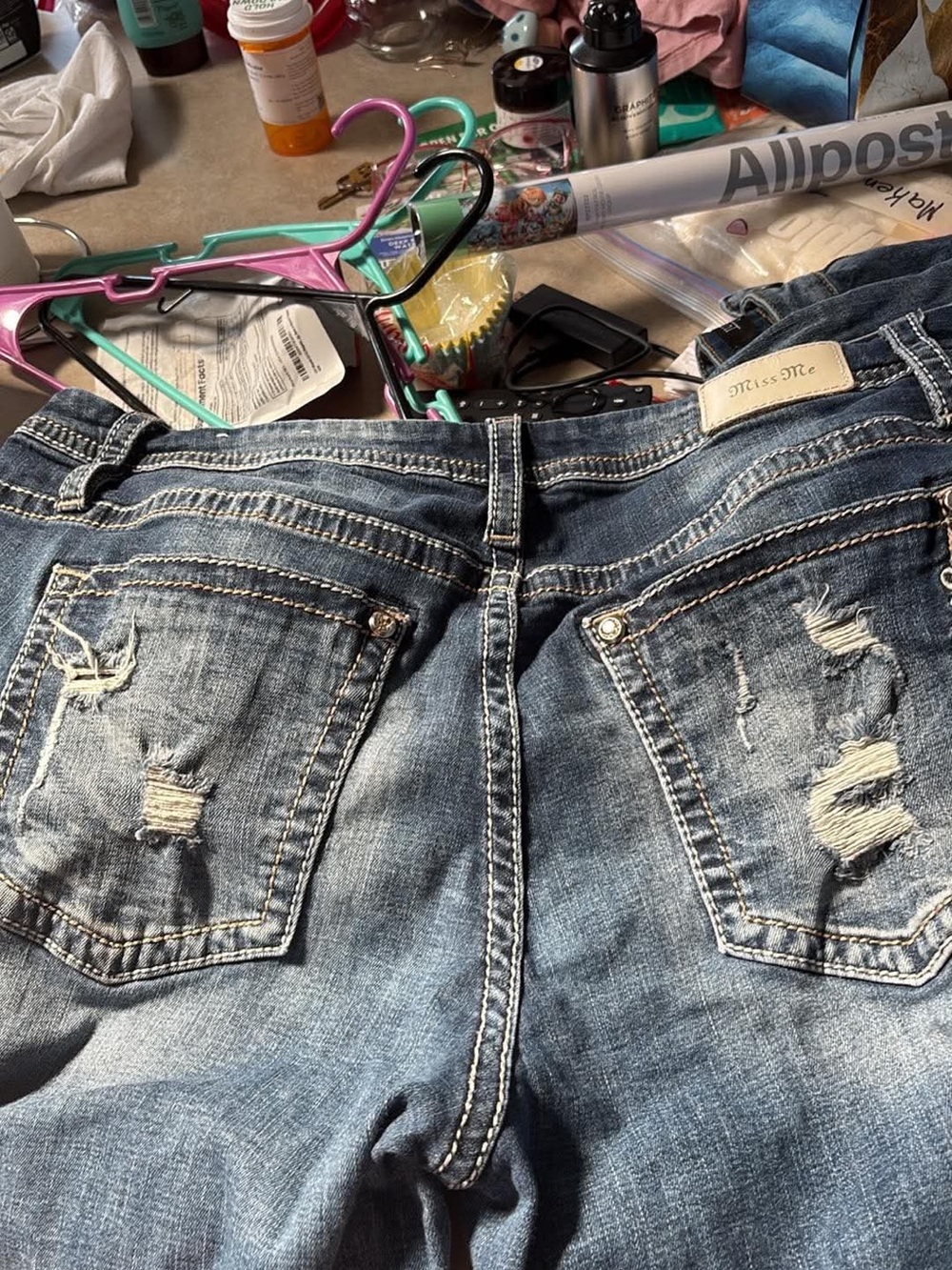 Miss Me Distressed Light-Medium Blue Boyfriend Jeans